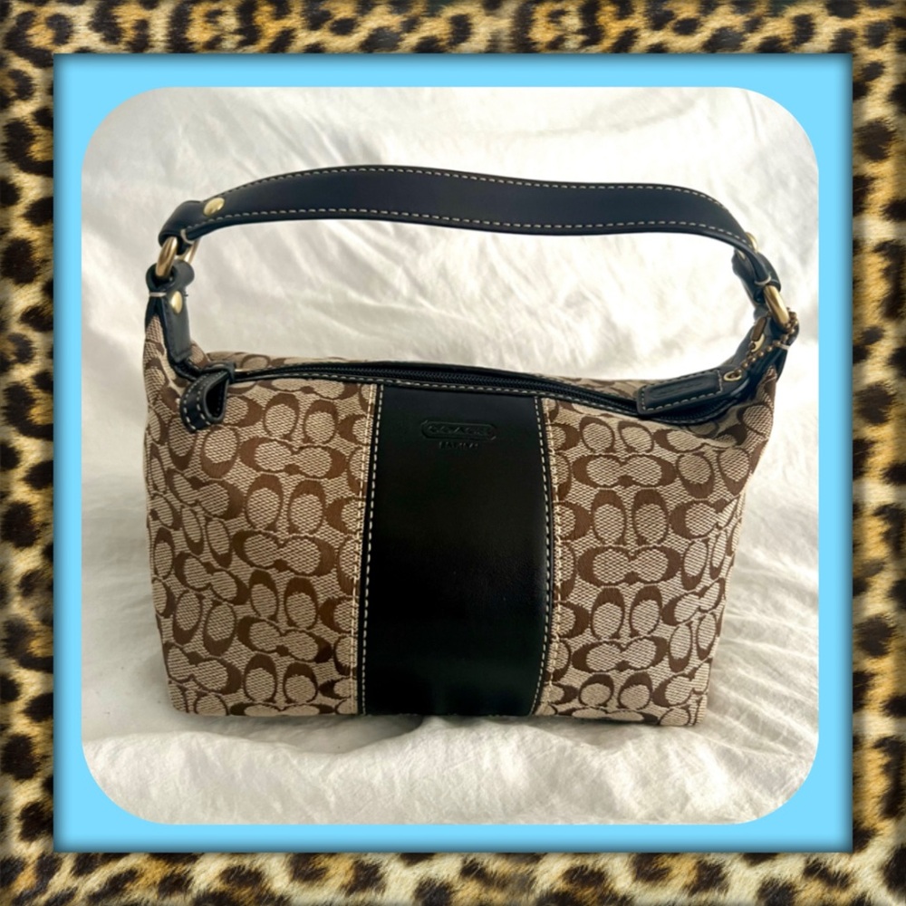 👑✅PRICE FIRM✅Coach Brown and Black Monogram Mini Bag